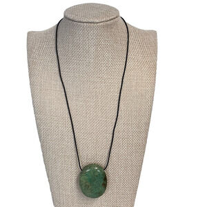 Vintage Sterling Silver Turquoise Stone Pendant Necklace 18" Native American #18